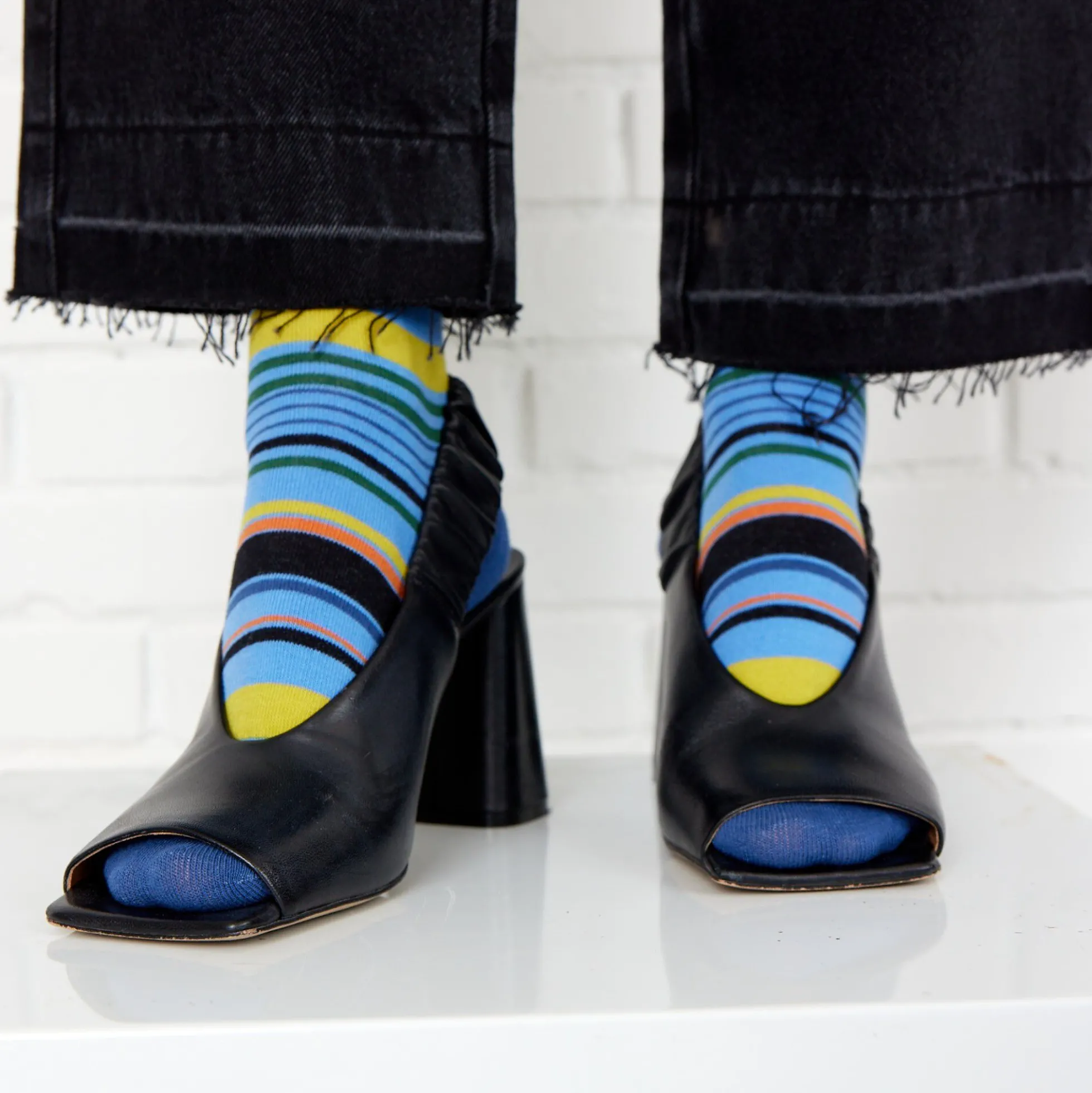 GRAPHIC STRIPES strømper, blue