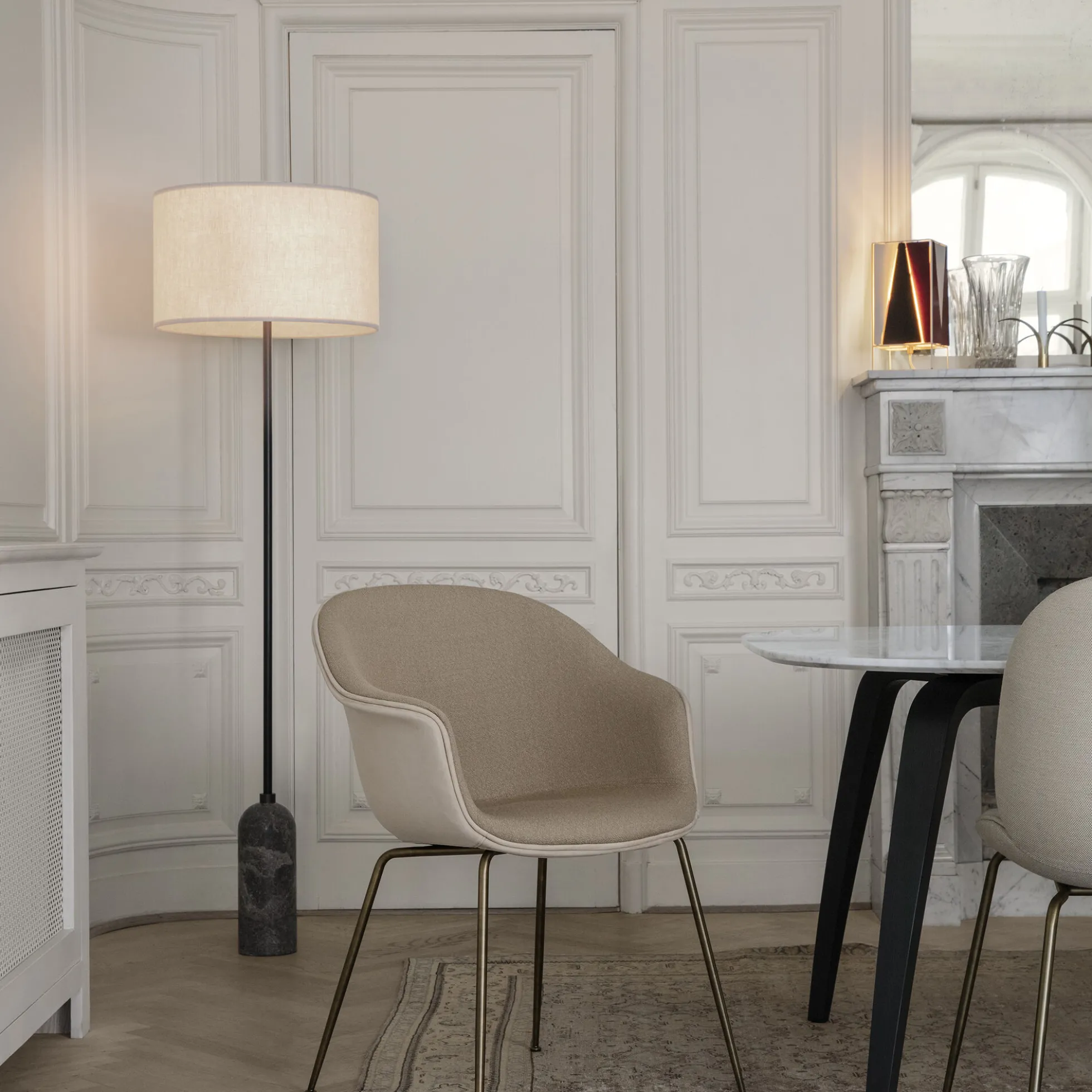 Gravity Floor Lamp, grey marble/canvas