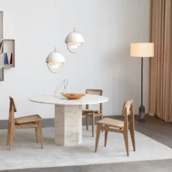Gravity Floor Lamp, grey marble/canvas
