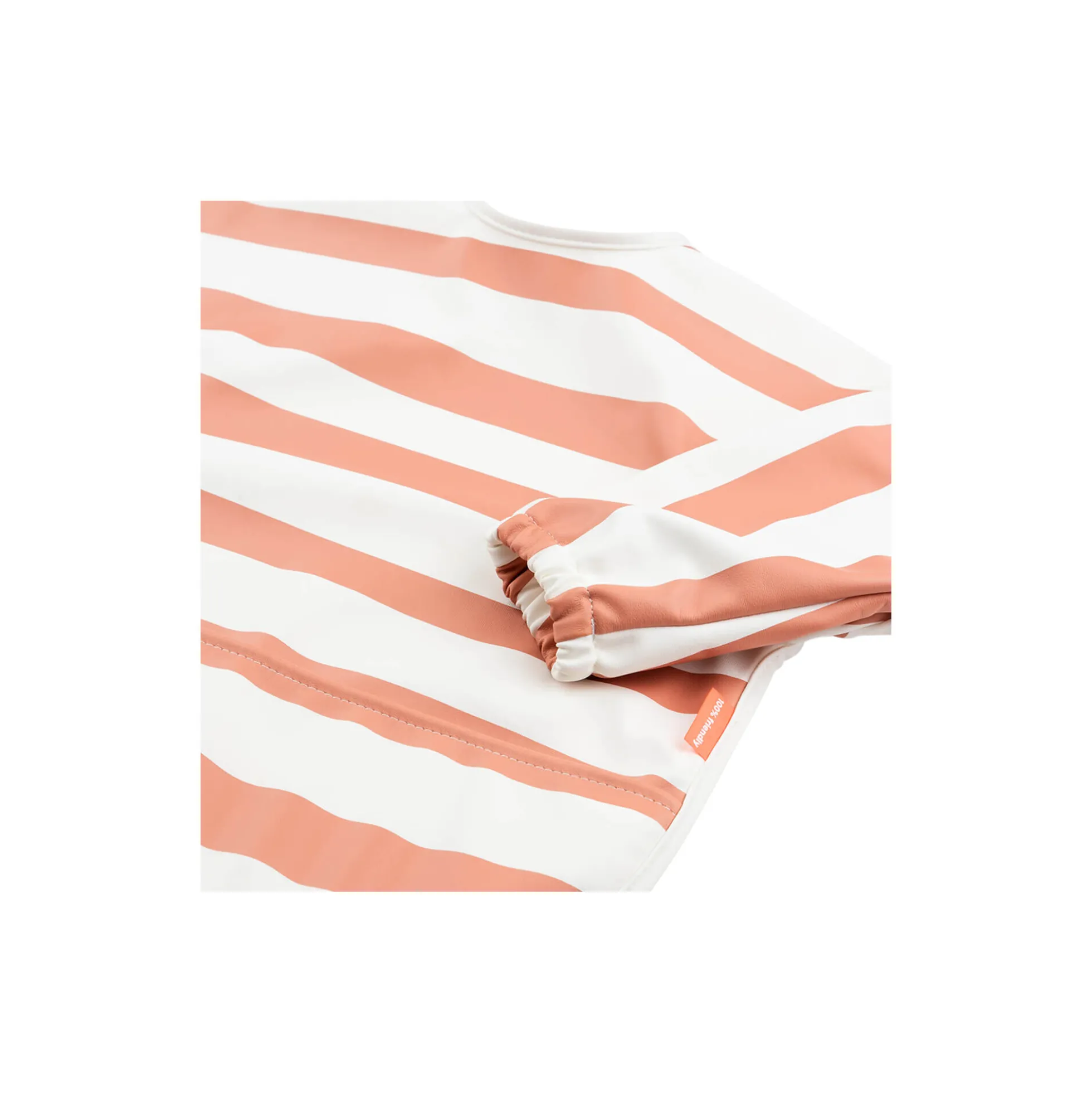 Hagesmæk med ærmer og lomme, stripes papaya