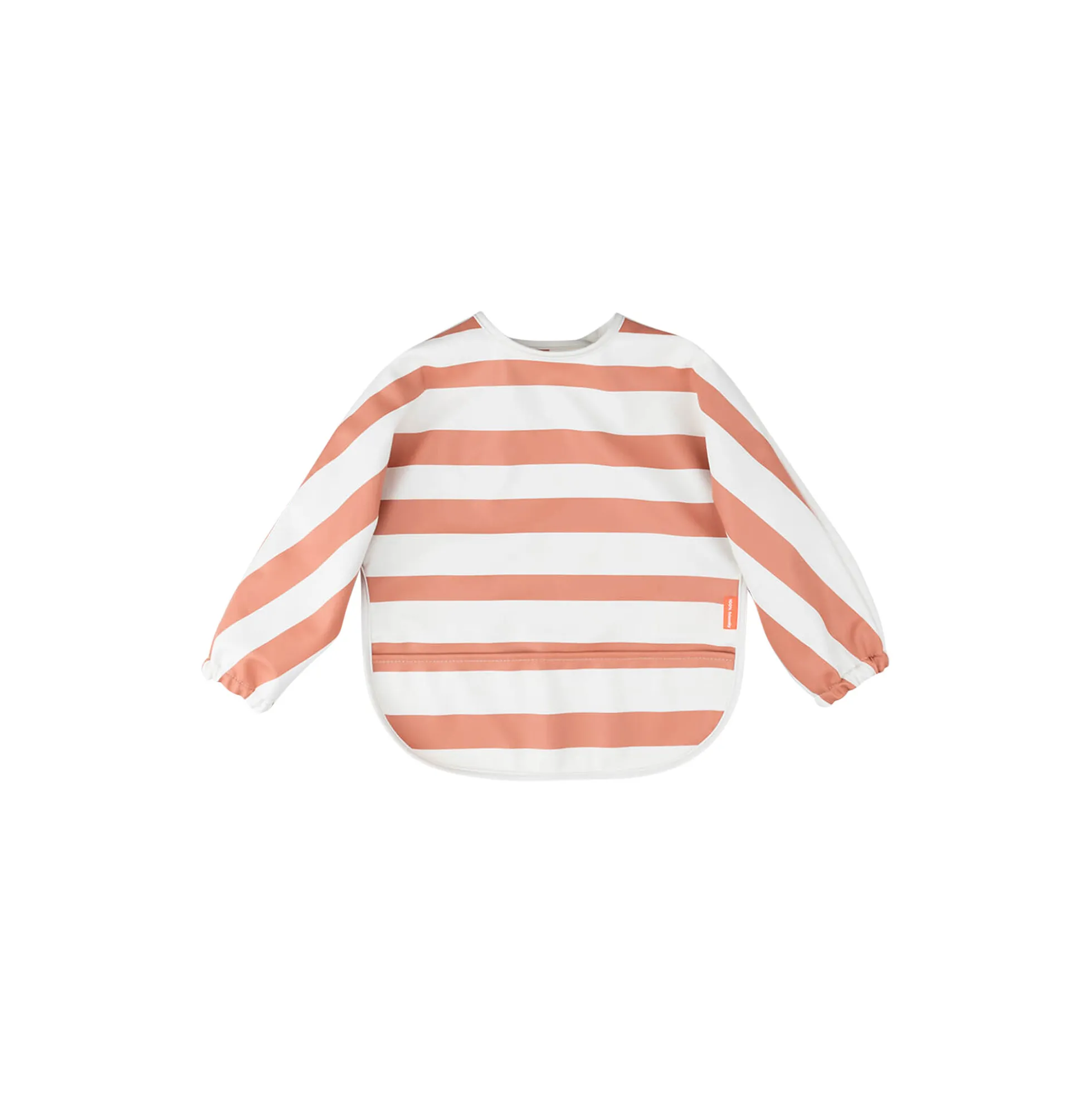 Hagesmæk med ærmer og lomme, stripes papaya