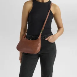 HaydenMBG Crossb. Bag Soft V., cognac w/br. gold