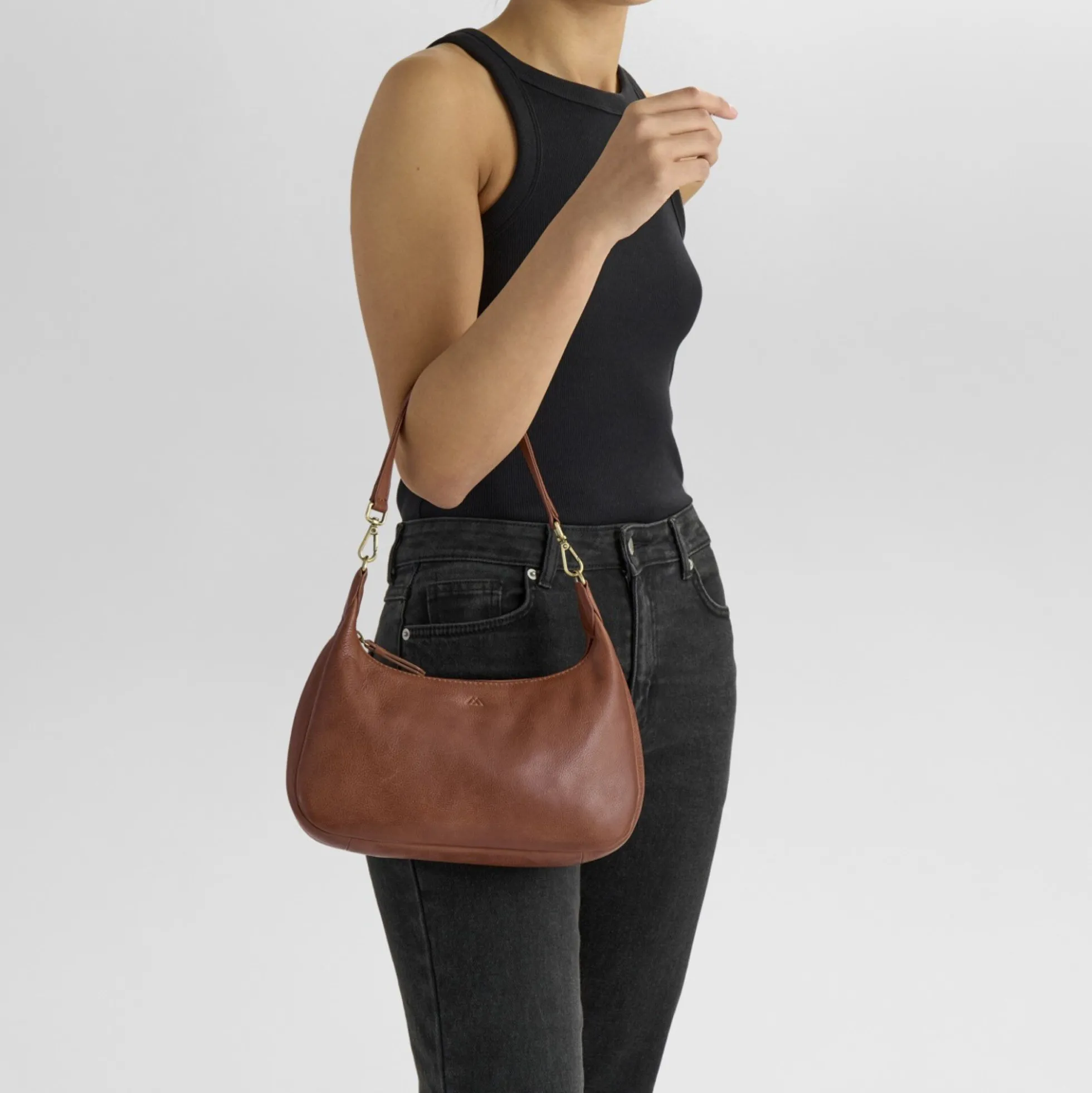 HaydenMBG Crossb. Bag Soft V., cognac w/br. gold
