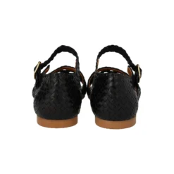 Håndflettet sandal med hulmønster detalje, black