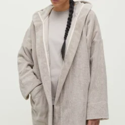 Hooded Bathrobe Terry, dried linen