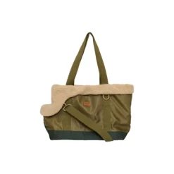Hundetaske med teddy inderfor, olive