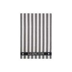 Icons Cotton Twill Waffle Striped Kitchen Towel, black/white