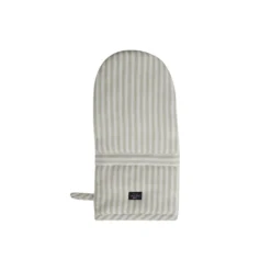 Icons Herringbone Striped Mitten, sage green/white