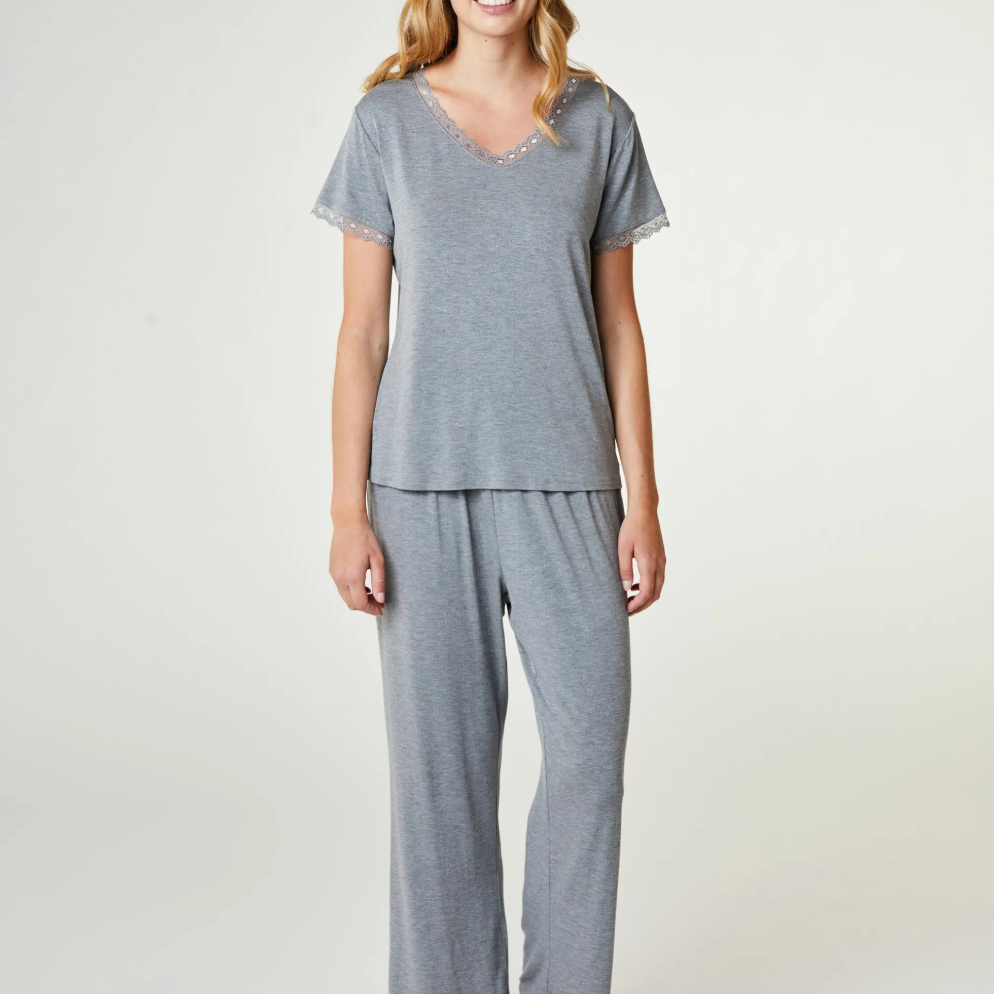 Jasmin Pajamas Pants, grey melange