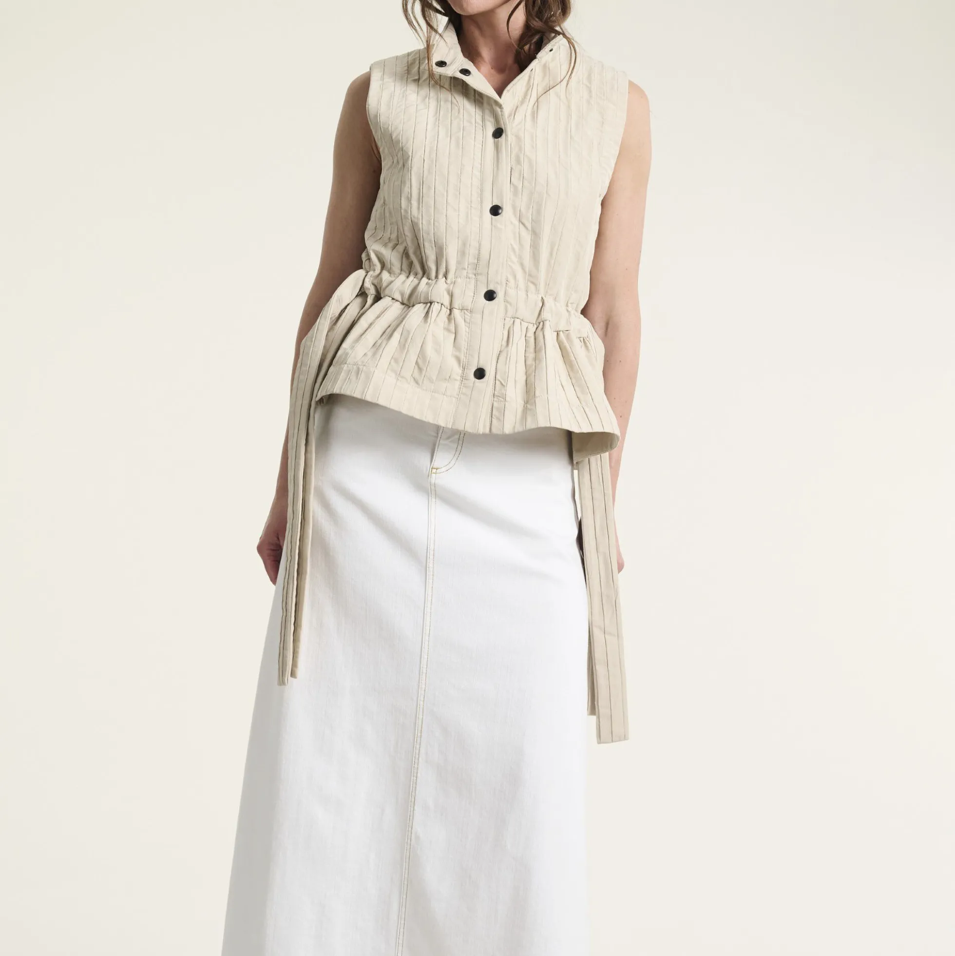 Jinzu lang nederdel, white