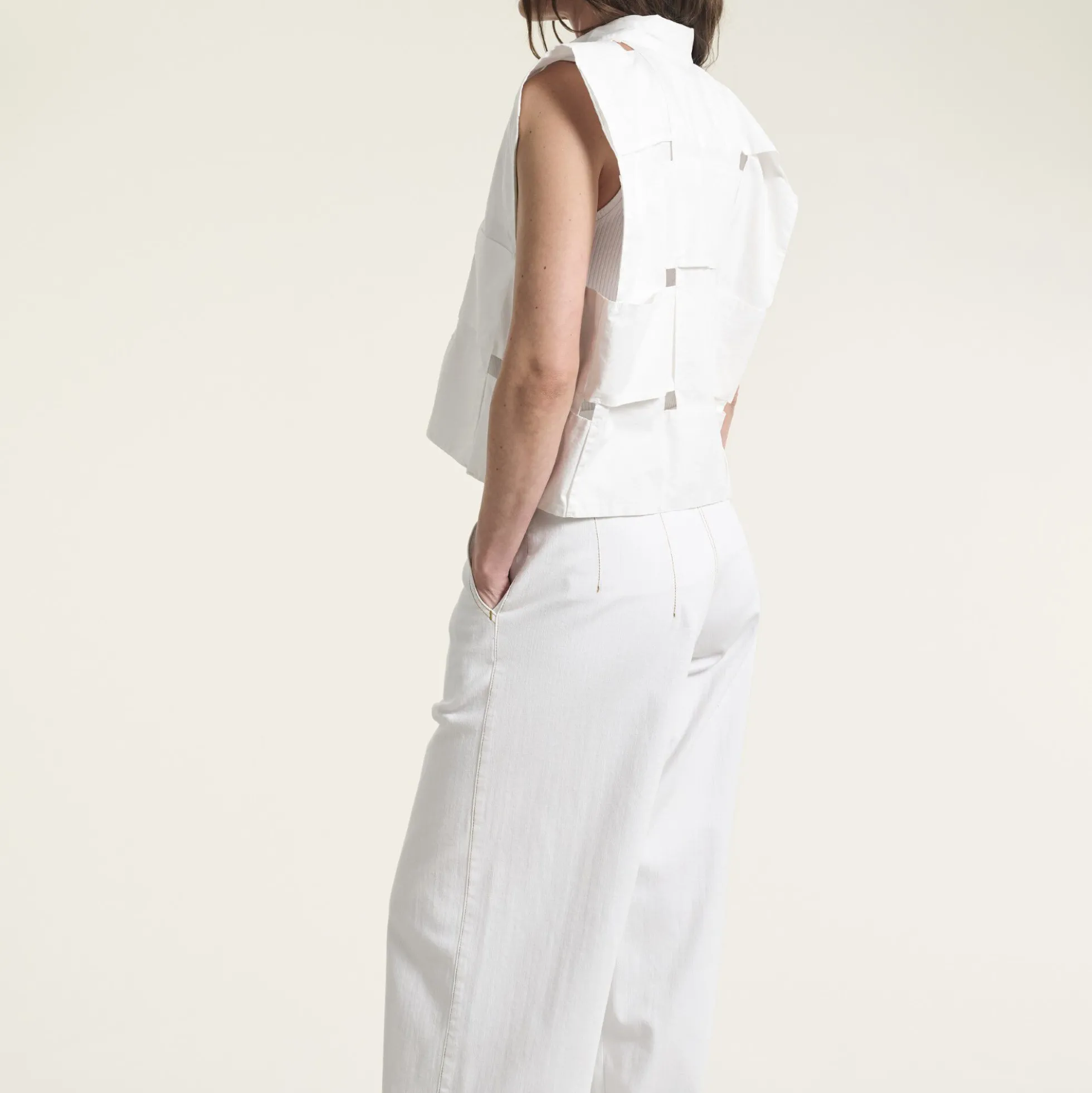 Jinzu vide bukser, white