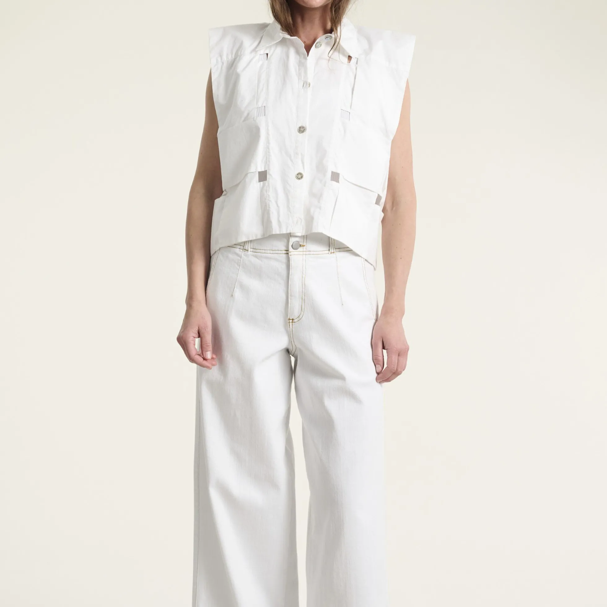 Jinzu vide bukser, white