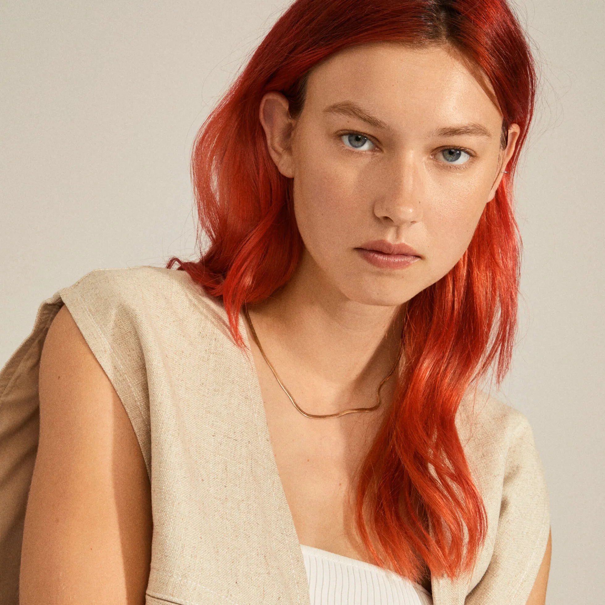 JOANNA Flat Snake Chain Halskæde, gold plated
