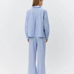 JordenSW Check Wide Leg Trousers, blue