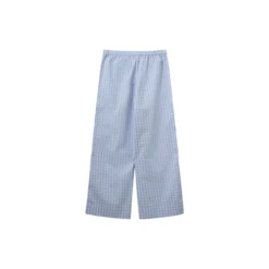 JordenSW Check Wide Leg Trousers, blue