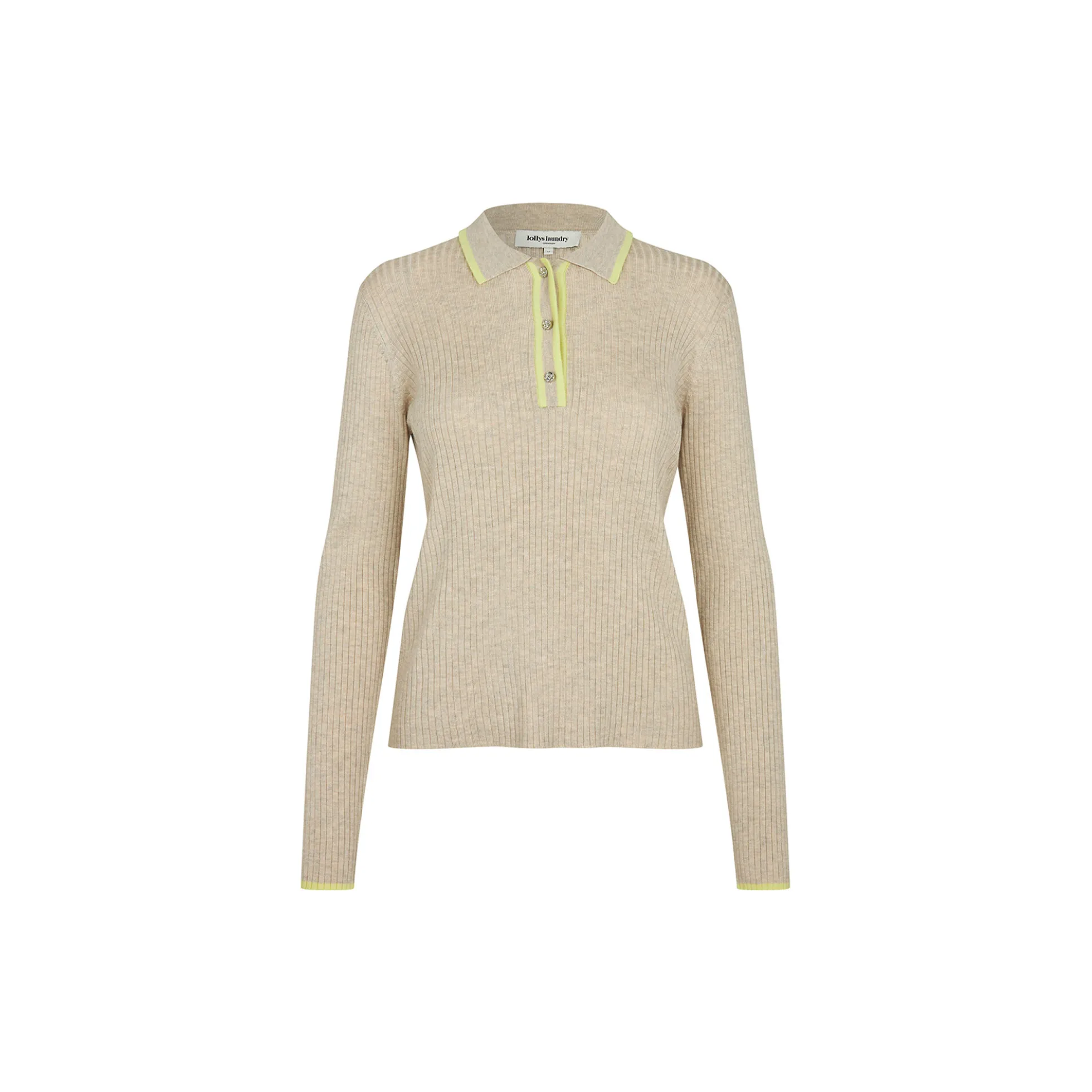 JulioLL Knit Polo LS, beige