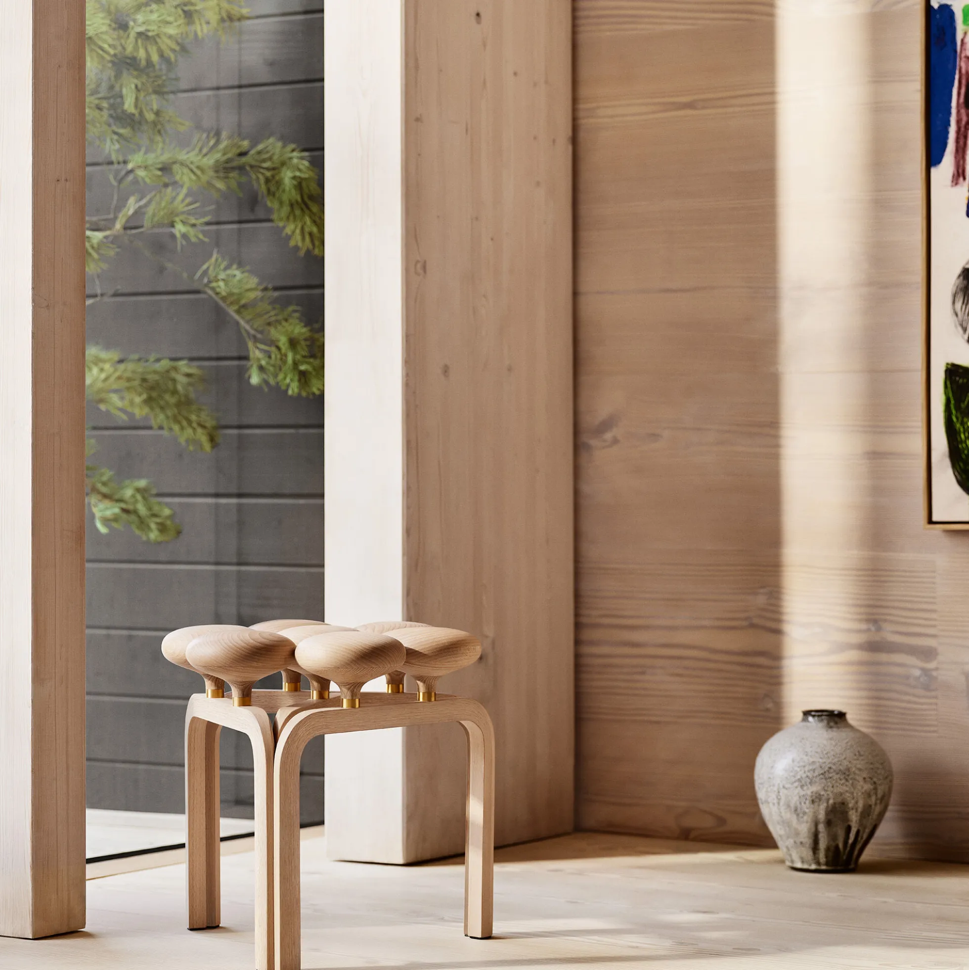 JU01 Utzon skammel, white oiled beech