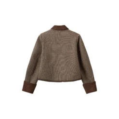 KAMIKKASW SHORT TWEED JACKET, brown check