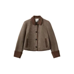 KAMIKKASW SHORT TWEED JACKET, brown check
