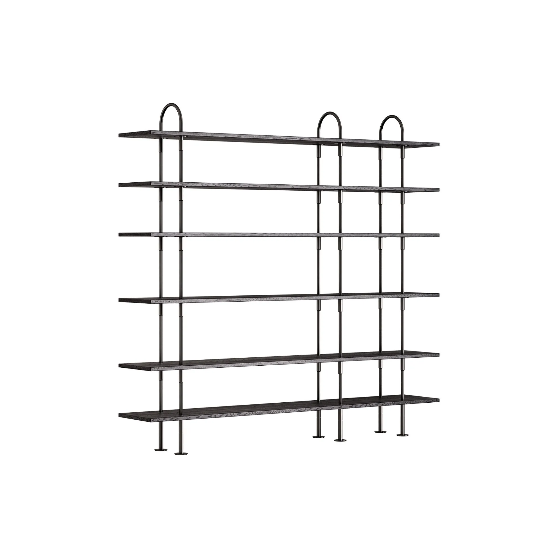 Keen Shelving, black brass/ash veneer