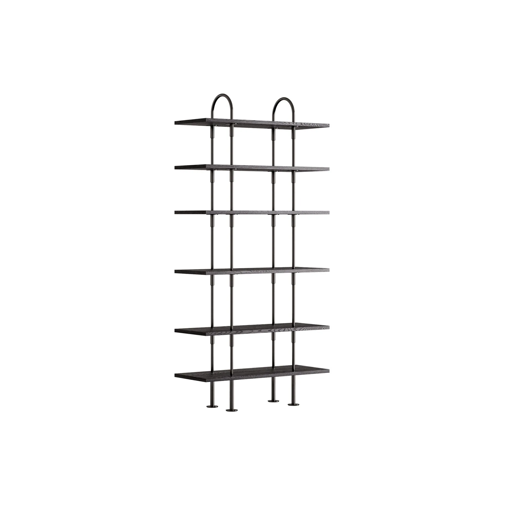 Keen Shelving, black brass/ash veneer