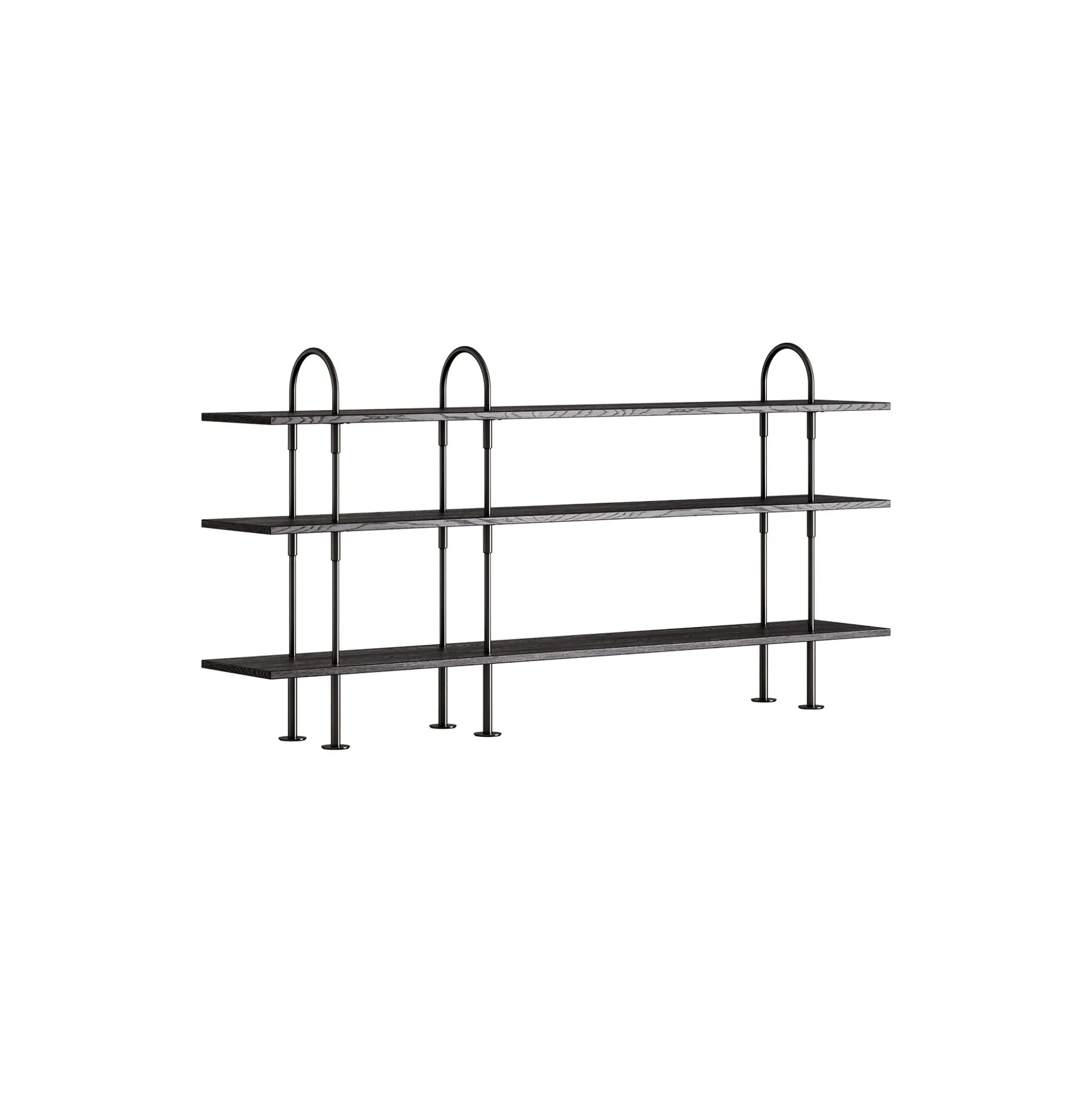Keen Shelving, black brass/ash veneer