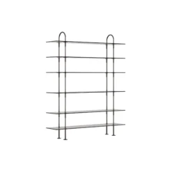 Keen Shelving, black brass/smoked tempered glass