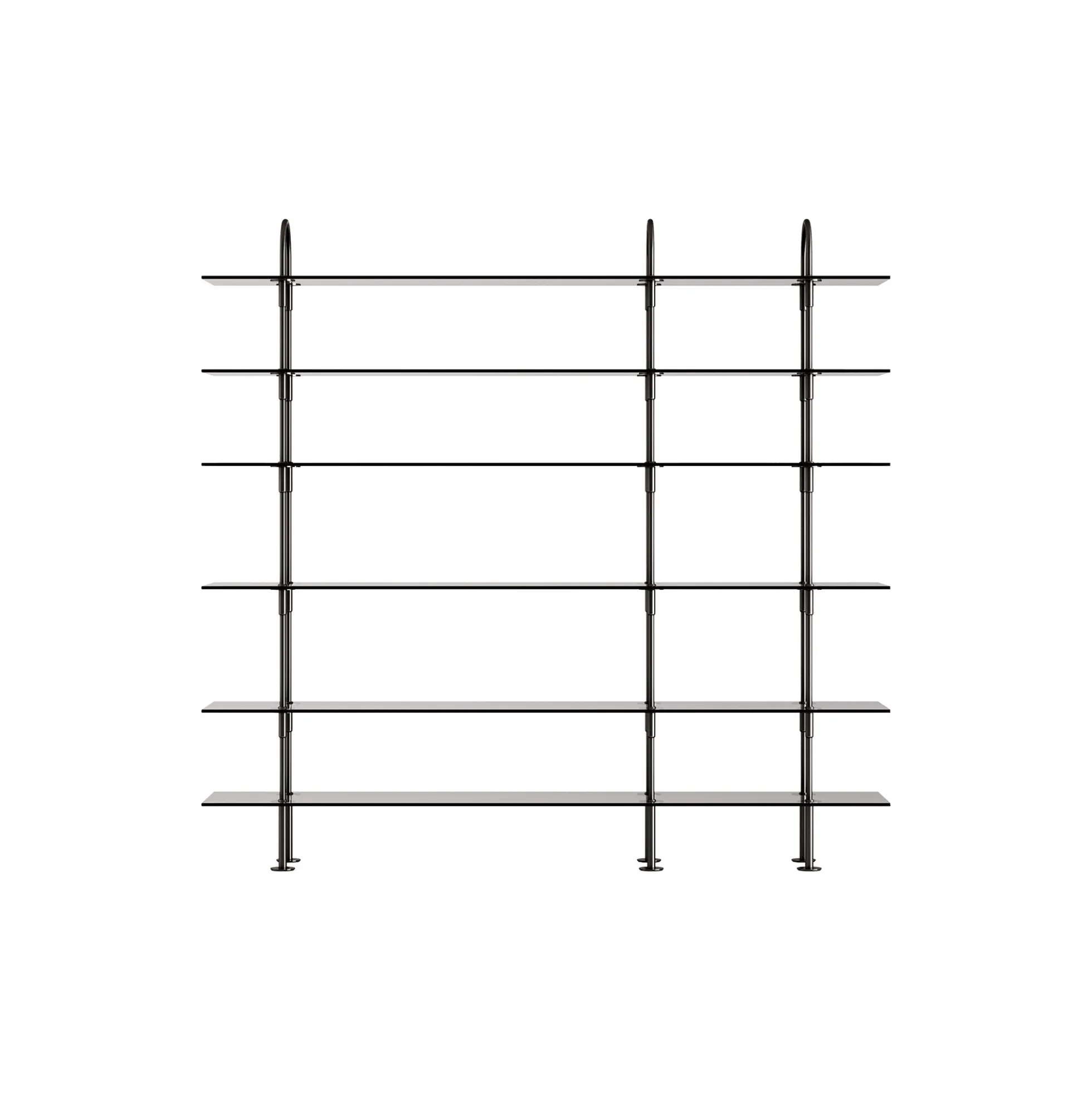 Keen Shelving, black brass/smoked tempered glass
