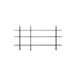 Keen Shelving, black brass/ smoked tempered glass
