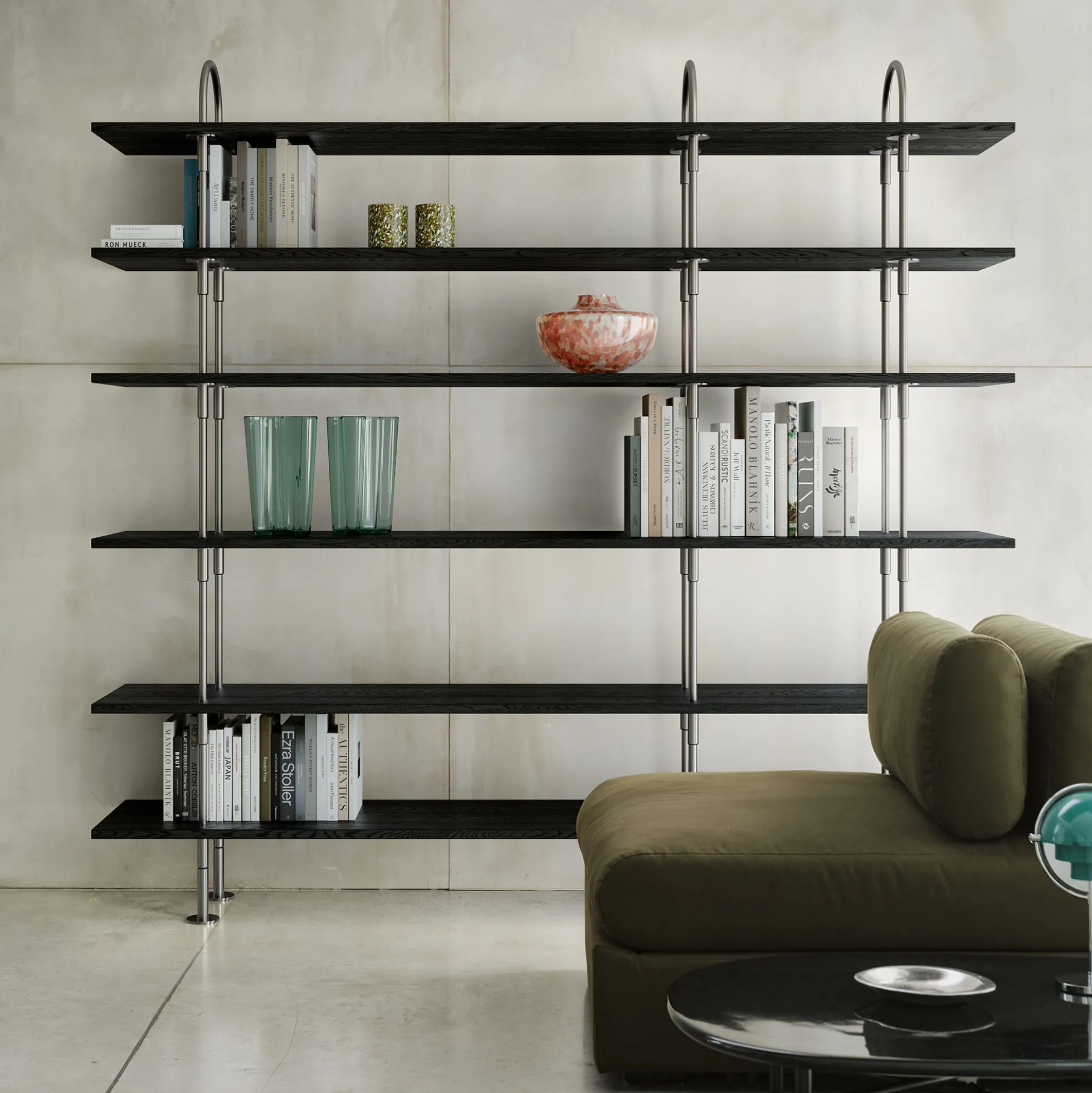 Keen Shelving, steel/ash veneer