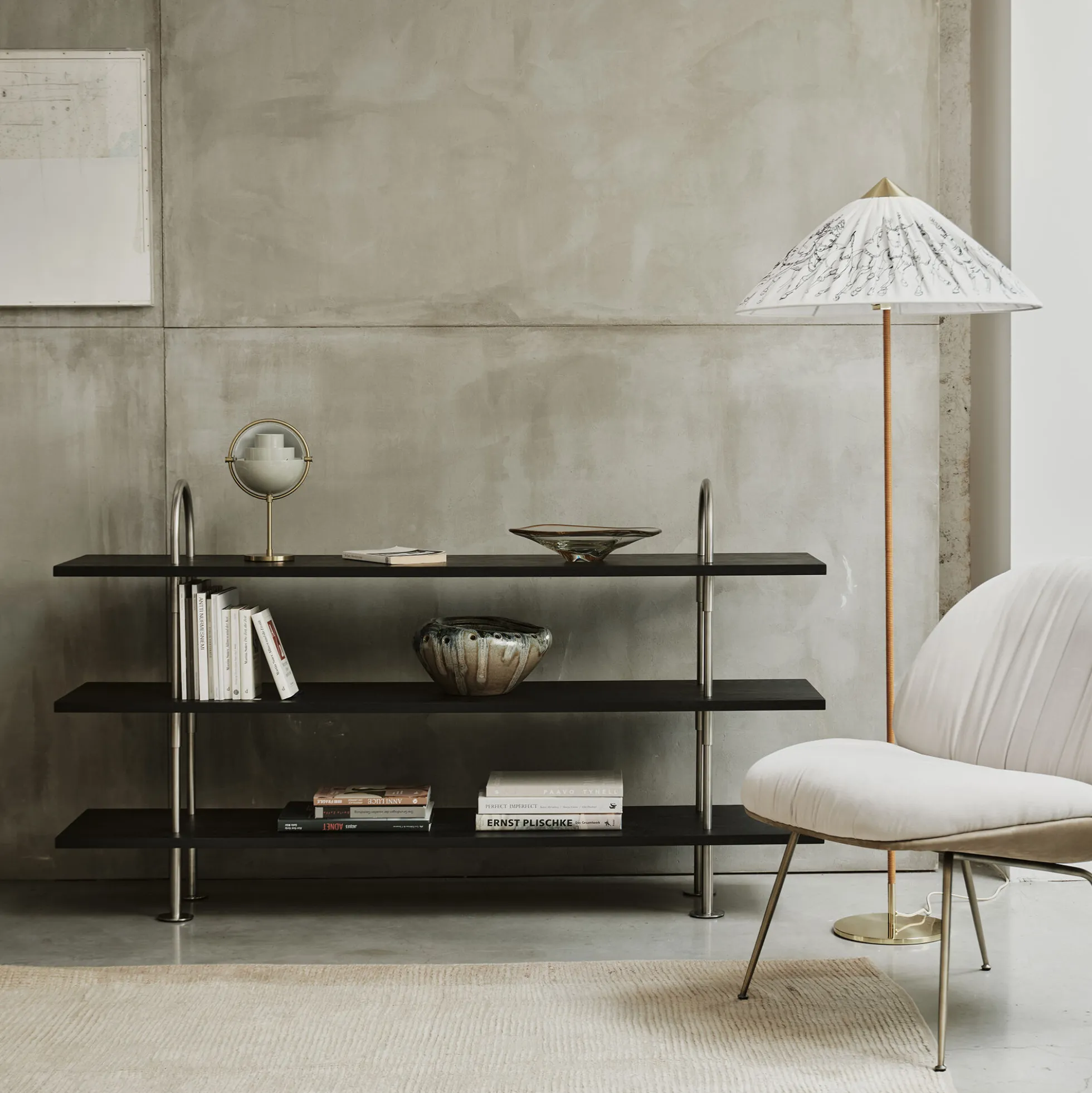 Keen Shelving, steel/ash veneer