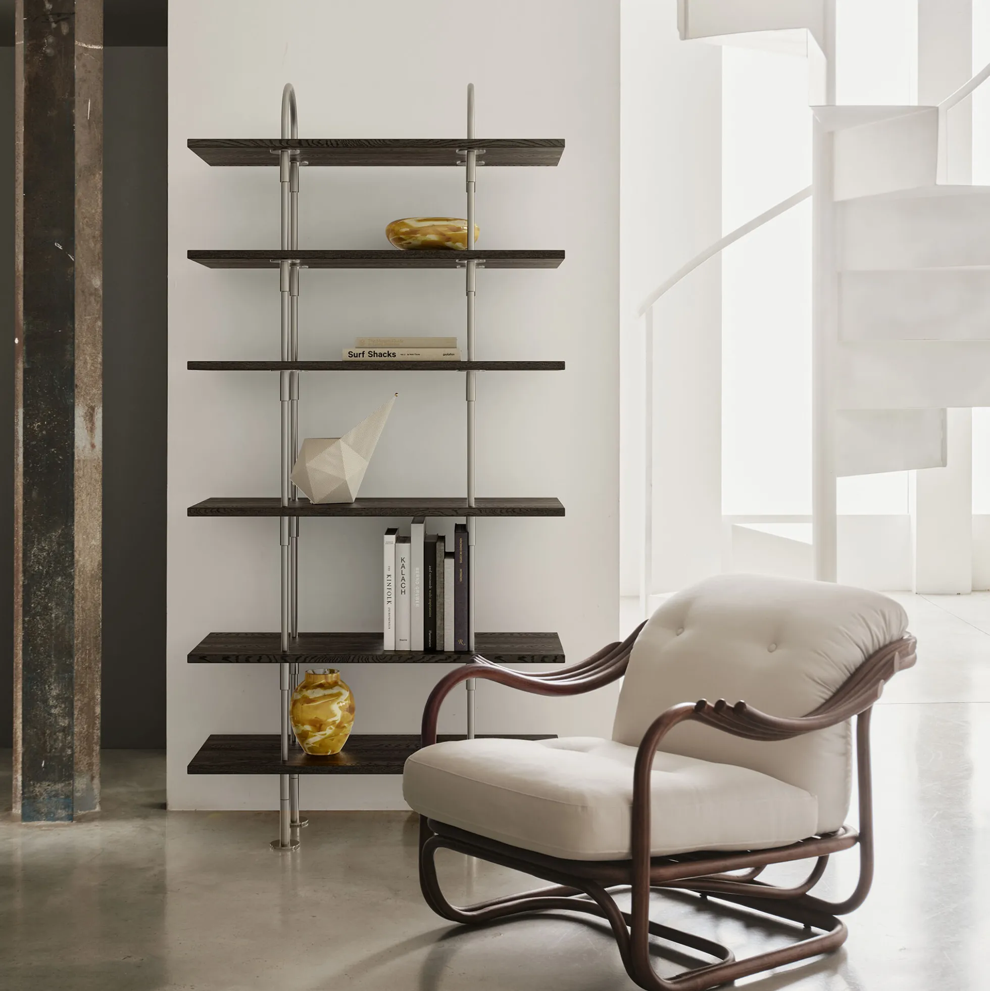 Keen Shelving, steel/ash veneer