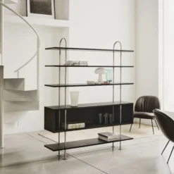 Keen Shelving, steel/ash veneer