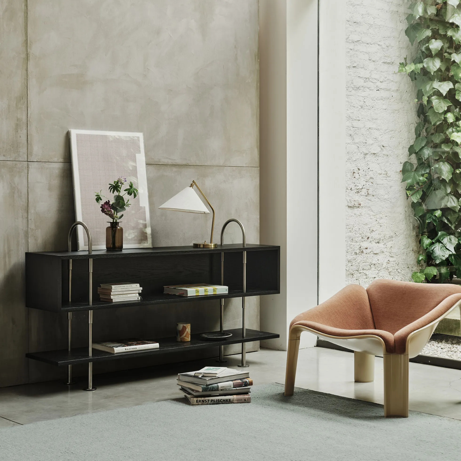 Keen Shelving, steel/ash veneer