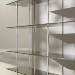 Keen Shelving, steel/smoked tempered glass