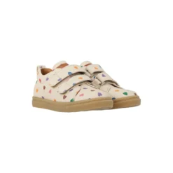 Klassisk sneaker i recycled bomuldskanvas, multi hearts/tan