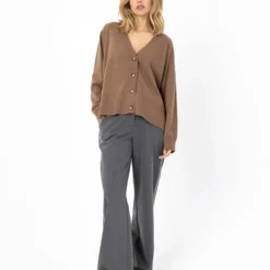 Knit cardigan, mocca mousse