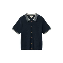 Knitted Pattern Shirt w. Contrast