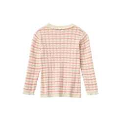 Knitted Stripe Pointelle LS Blouse