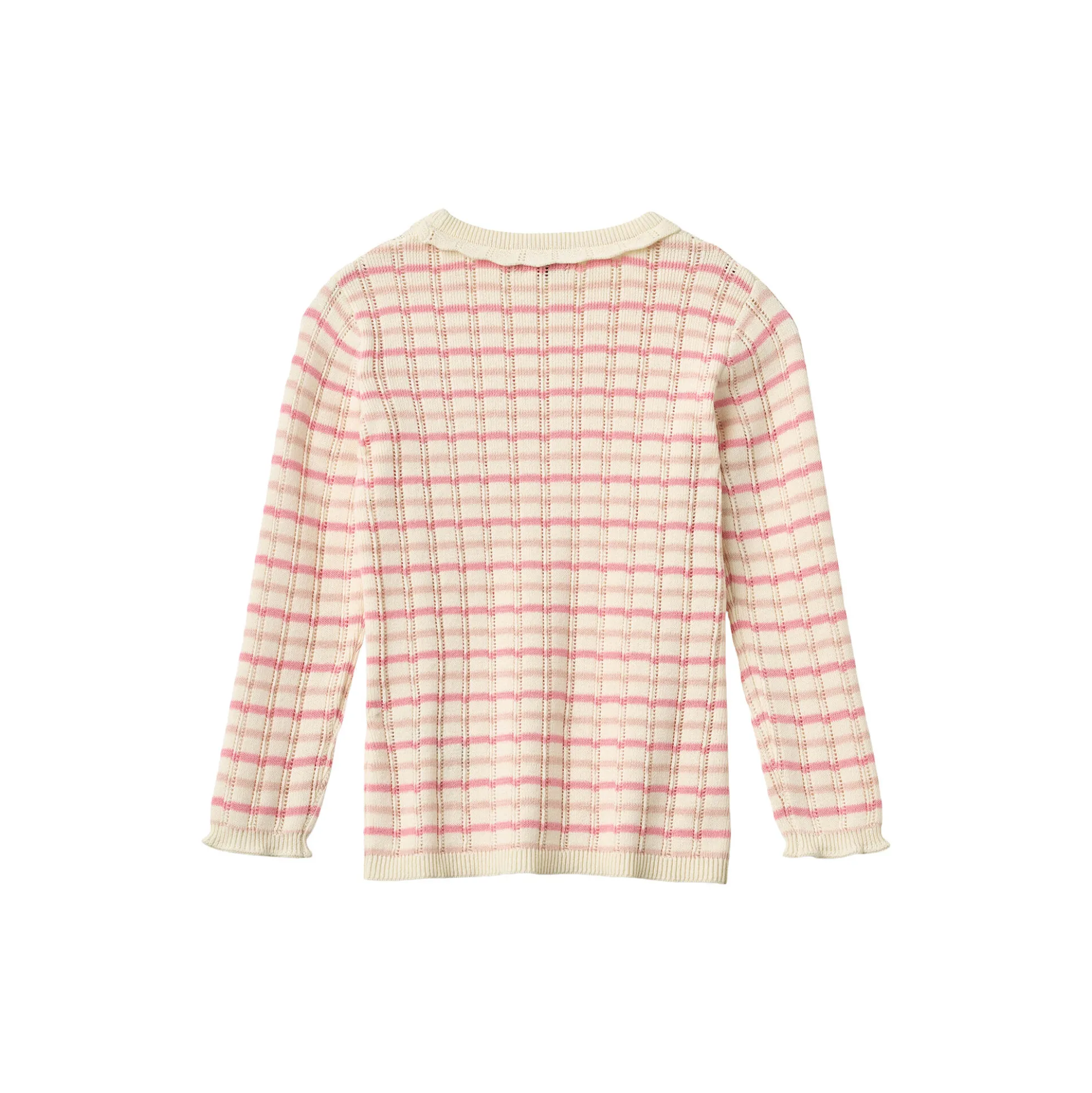 Knitted Stripe Pointelle LS Blouse