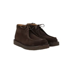 Lace-up shoe with decorative trim, dark brown