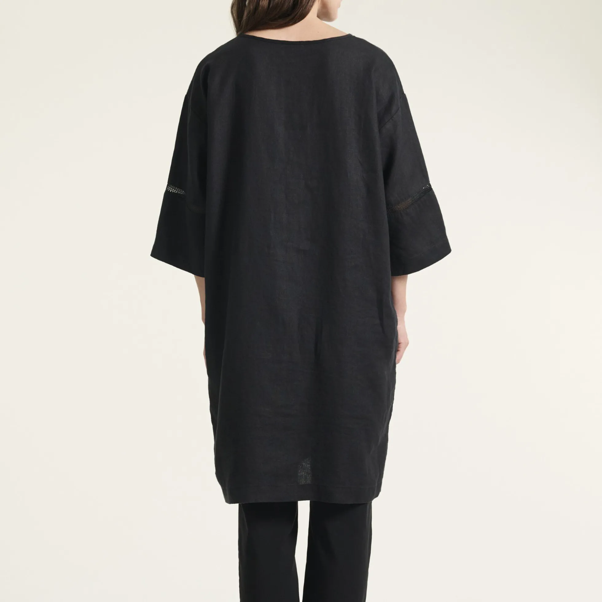 Lazy linen kjole med paneler, black