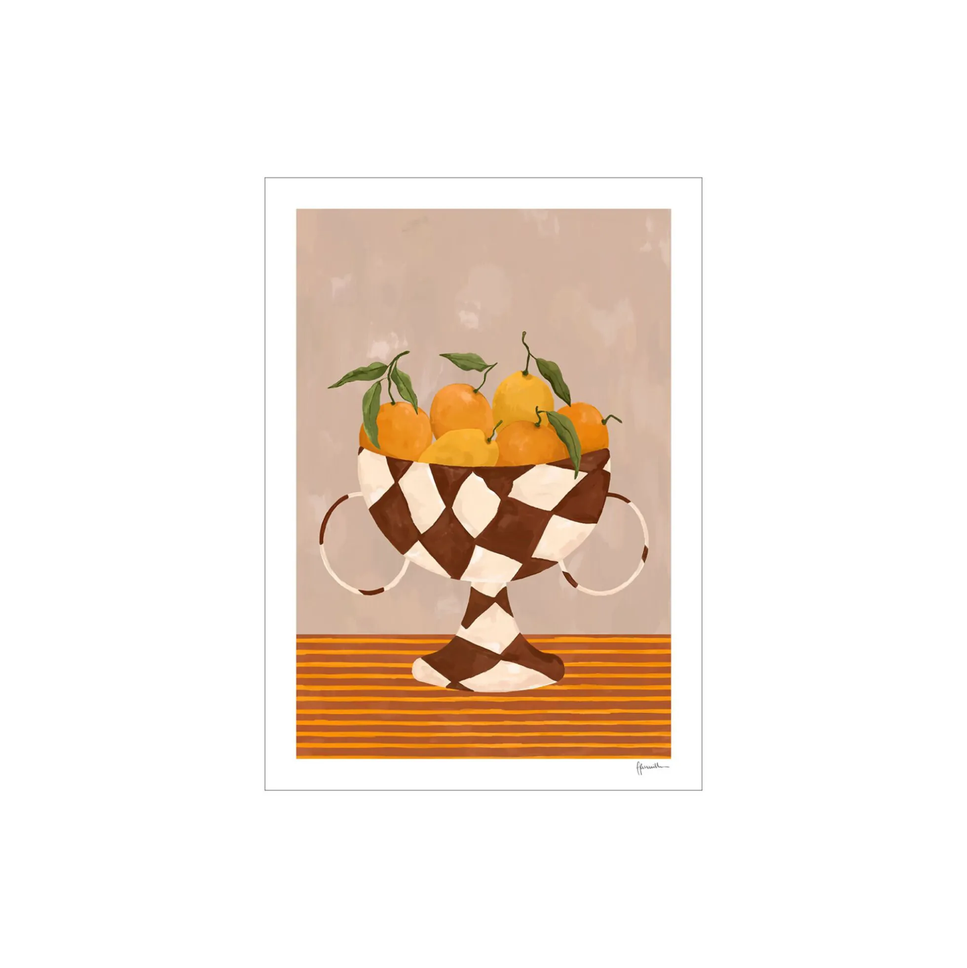 Lemons & Oranges in Checkered Vase