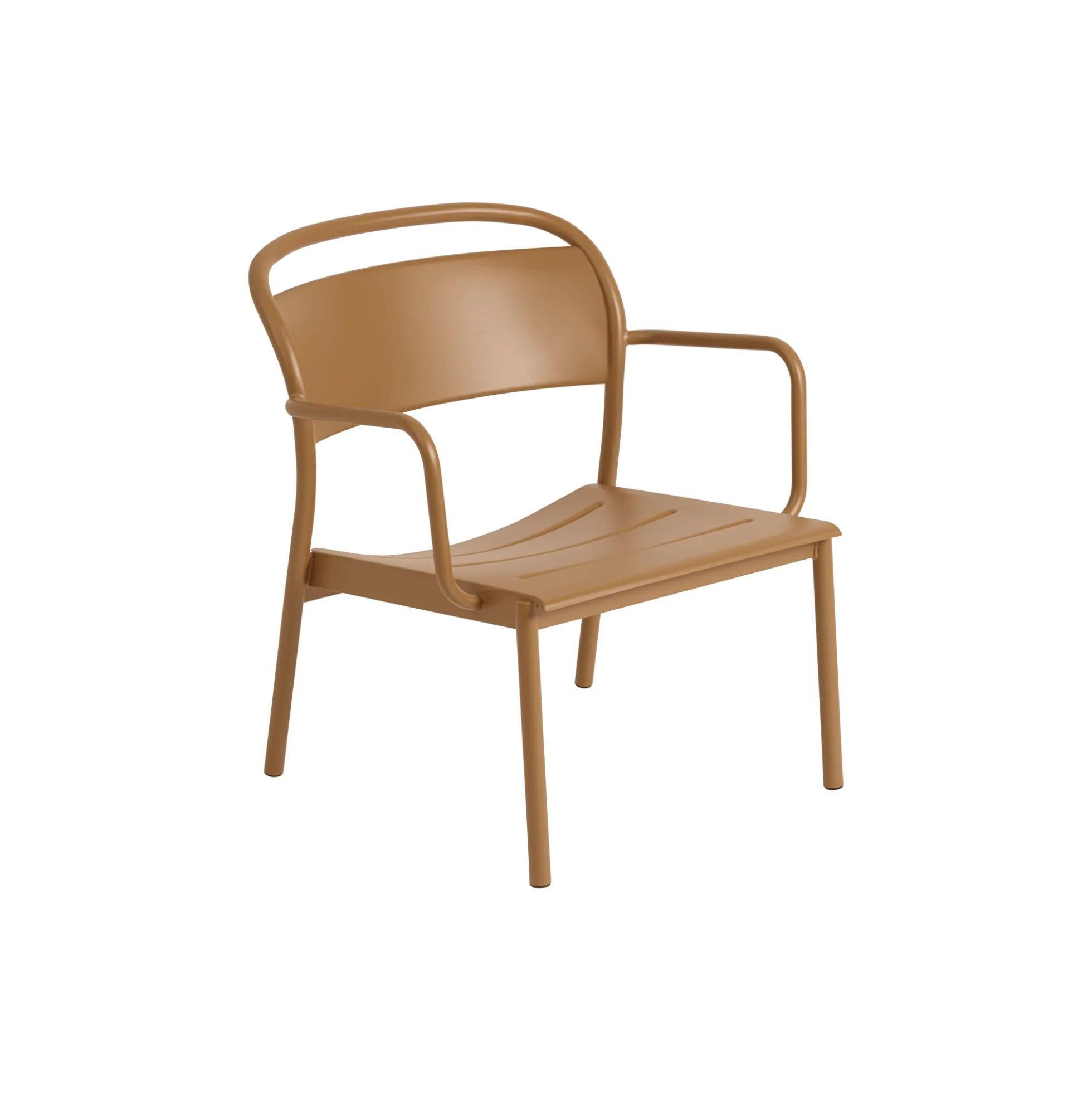 Linear Steel Lounge Armchair, burnt orange