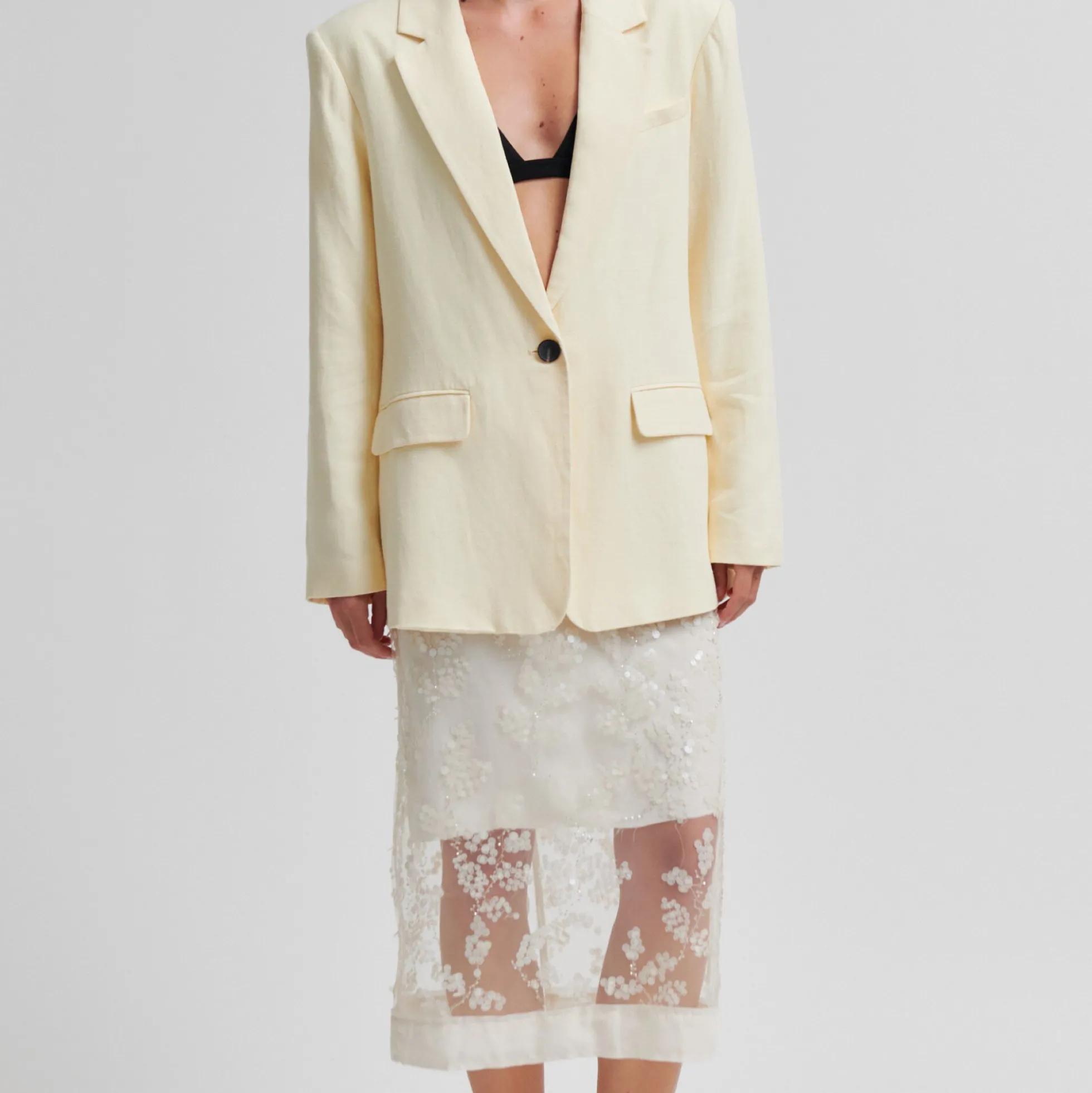 Lino New Fit Blazer, alabaster gleam