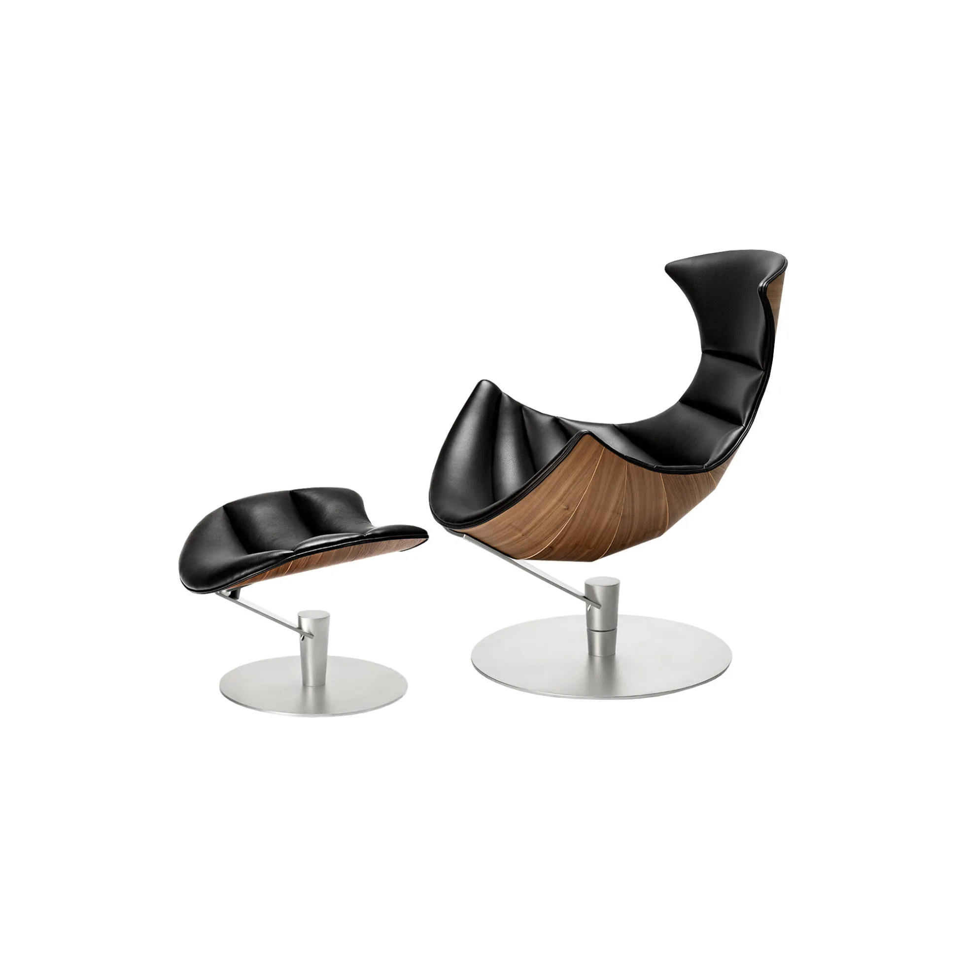 Lobster Chair loungestol, valnød/krom