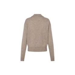 Longo Knit LS Collar, mid brown melange