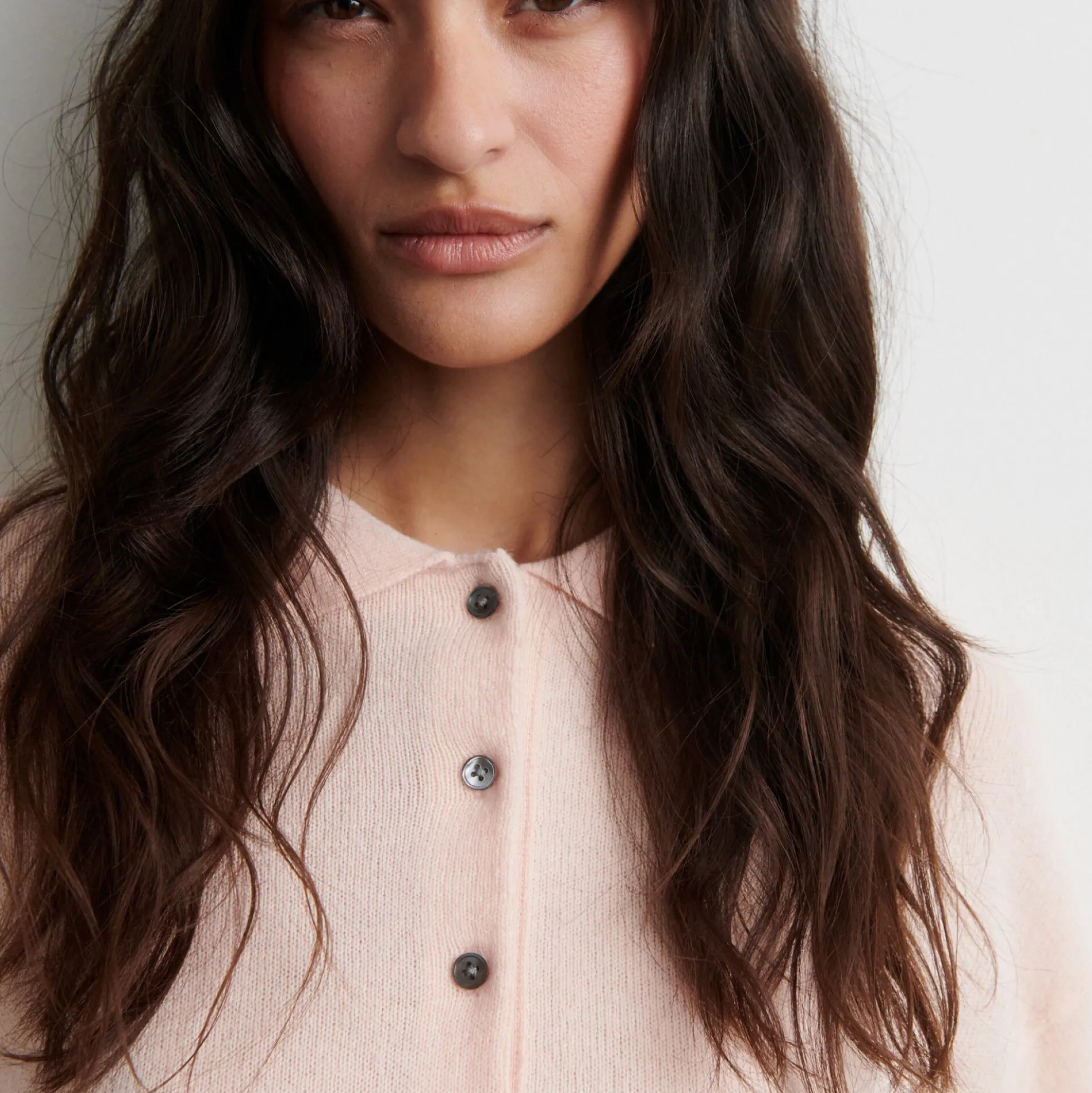 Longo Knit LS Collar, pale dogwood