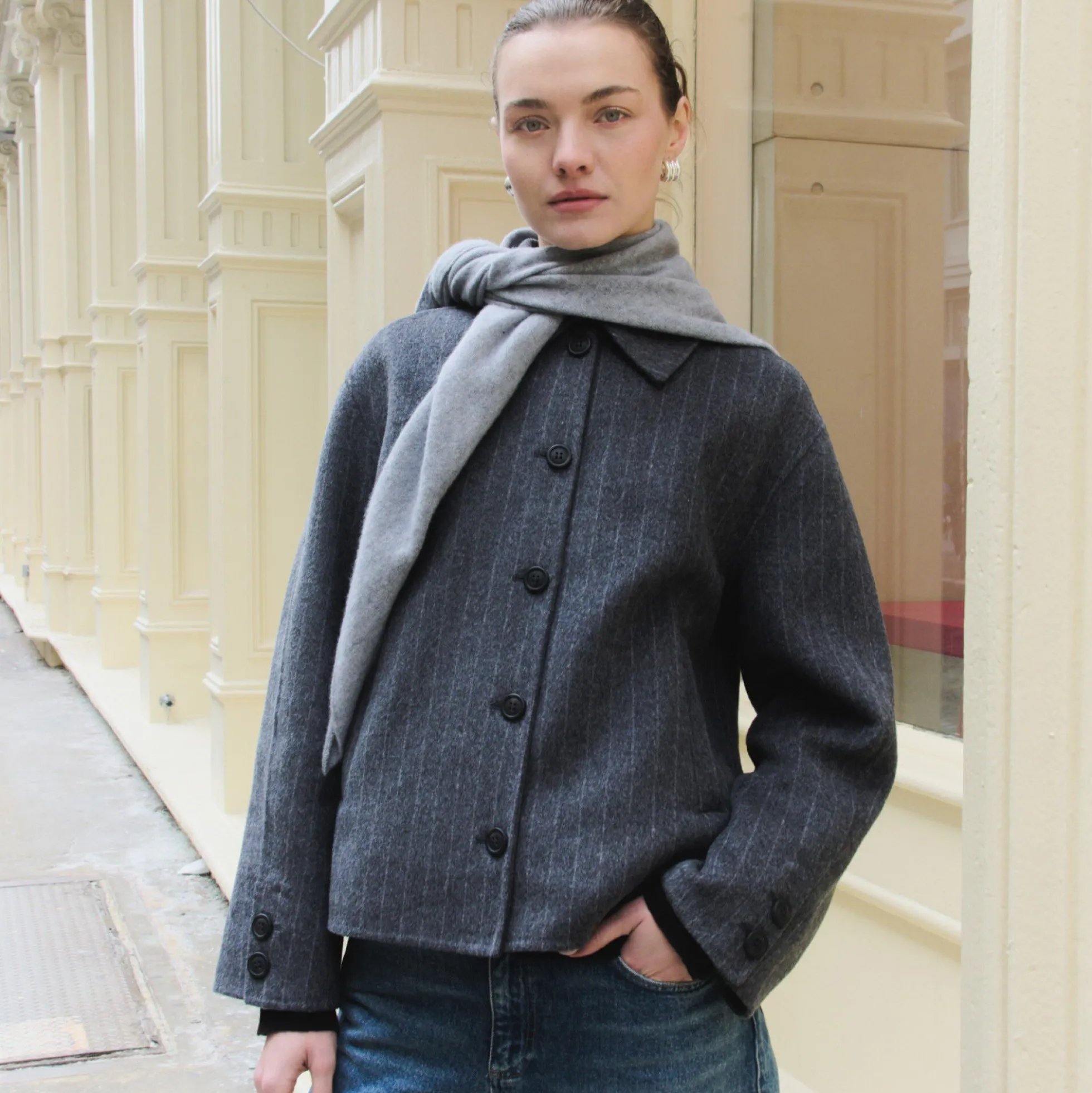 LR-ELOISE 20 Tørklæde, lt grey melange