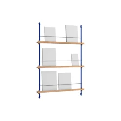 Magazine Shelving Medium, oak/deep blue